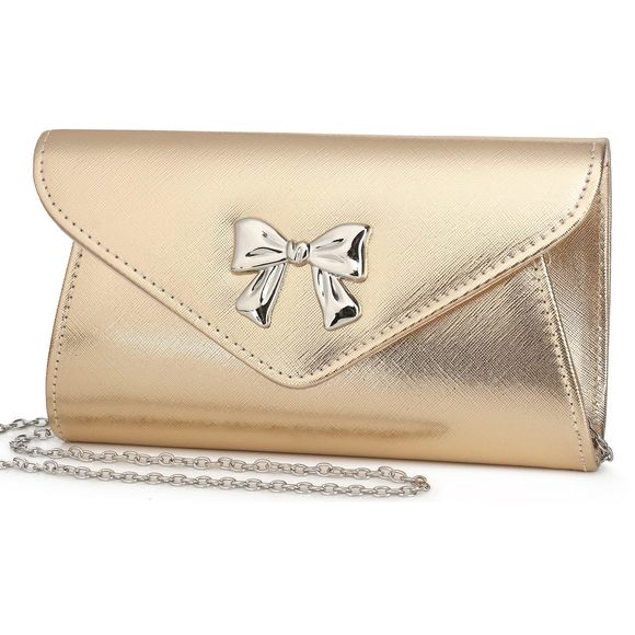 Evening Clutch Purse With Bow Detail, Elegant Pu Leather Shiny ;) - Picture 1 of 8